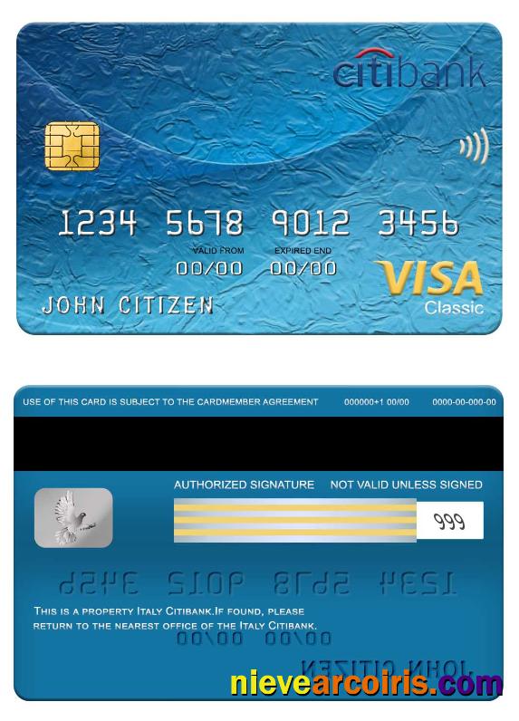 Italy Citibank visa classic card